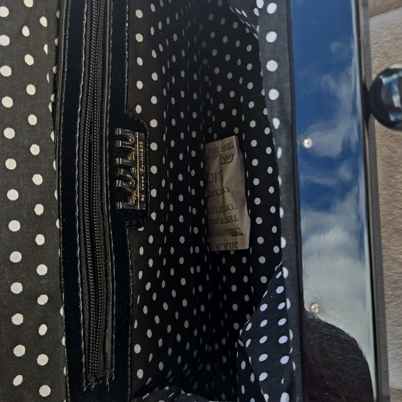 LULU Black W/ QhitePolka Dot Clutch Bag NWOT - Picture 2 of 3